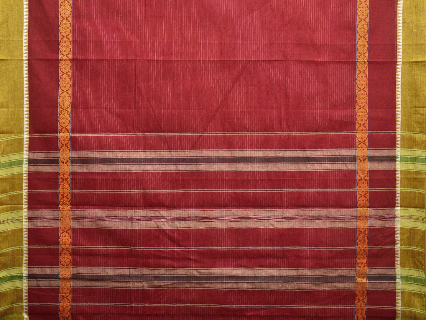 Maroon Narayanpet Cotton Handloom Saree with Big Border Design No Blouse np0949