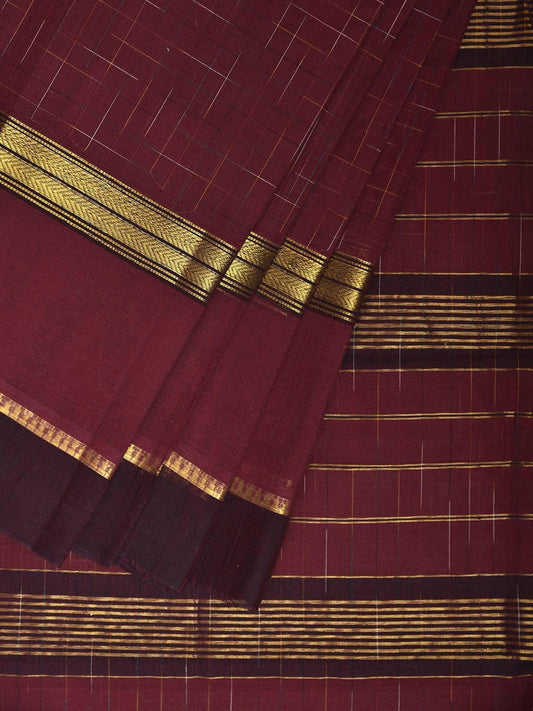 Maroon Narayanpet Cotton Handloom Saree with Big Border Design No Blouse np1150