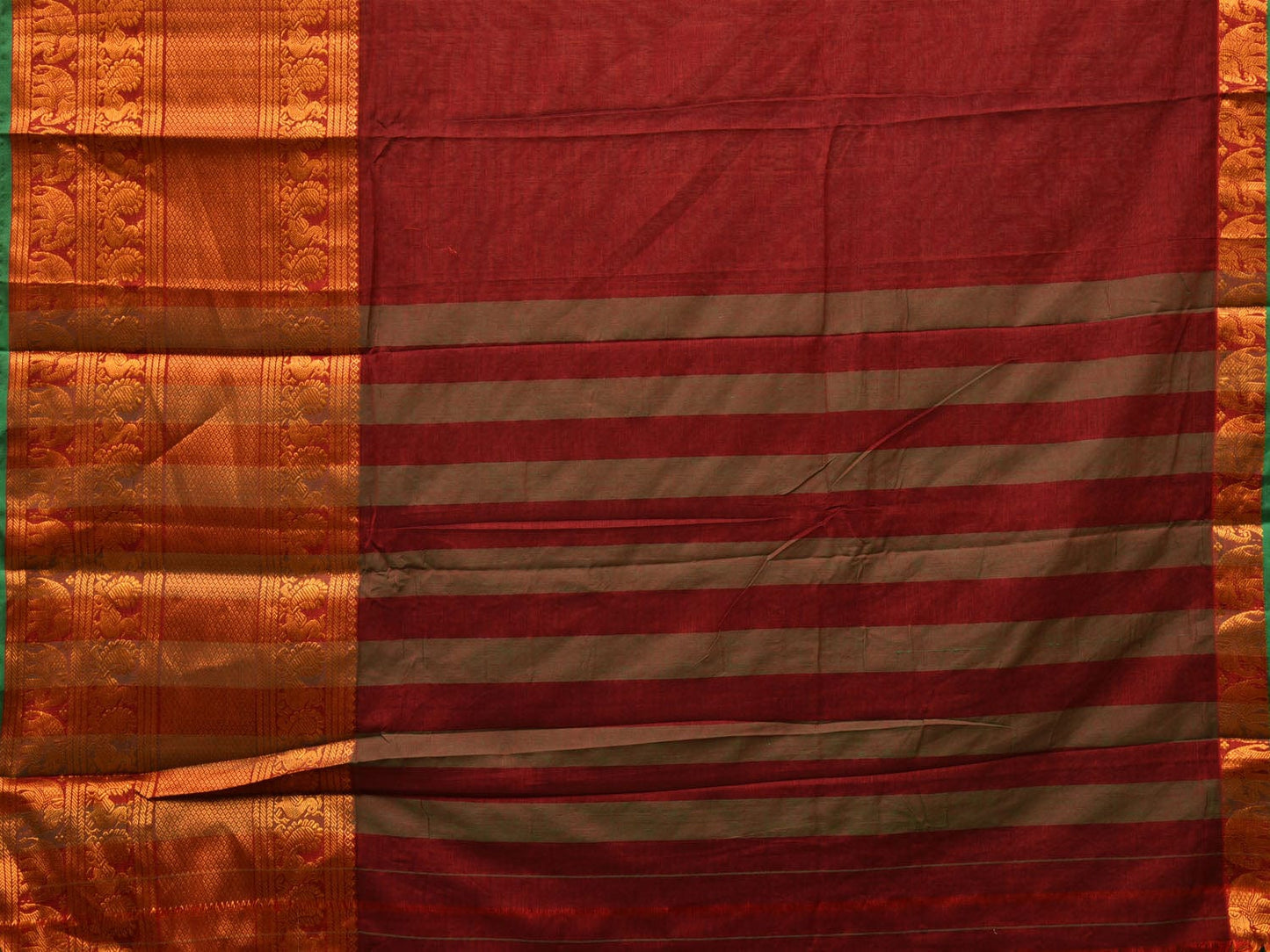 Maroon Narayanpet Cotton Handloom Saree with Big Zari Border Design np0687