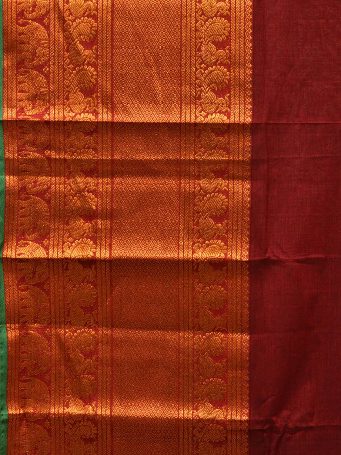 Maroon Narayanpet Cotton Handloom Saree with Big Zari Border Design np0687
