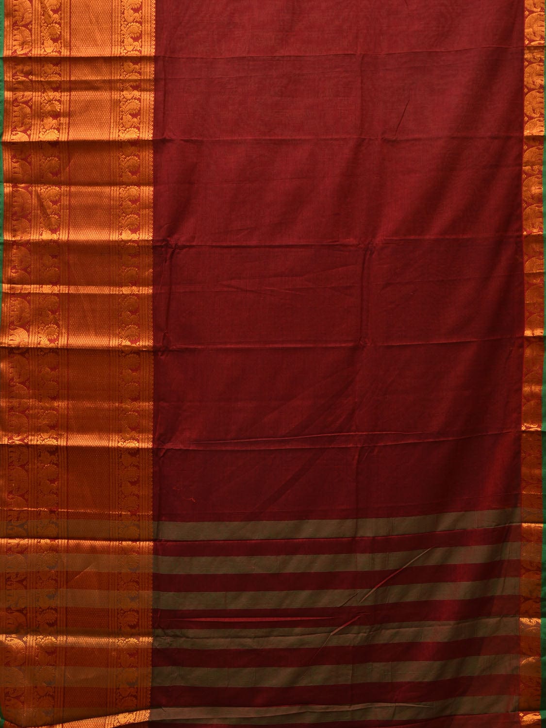 Maroon Narayanpet Cotton Handloom Saree with Big Zari Border Design np0687