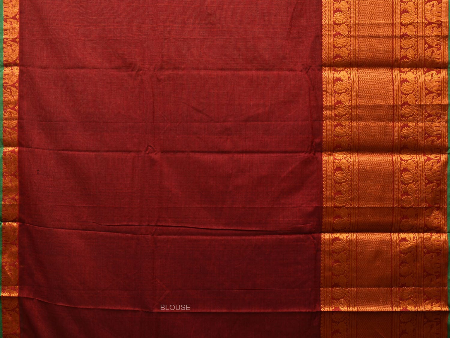 Maroon Narayanpet Cotton Handloom Saree with Big Zari Border Design np0687