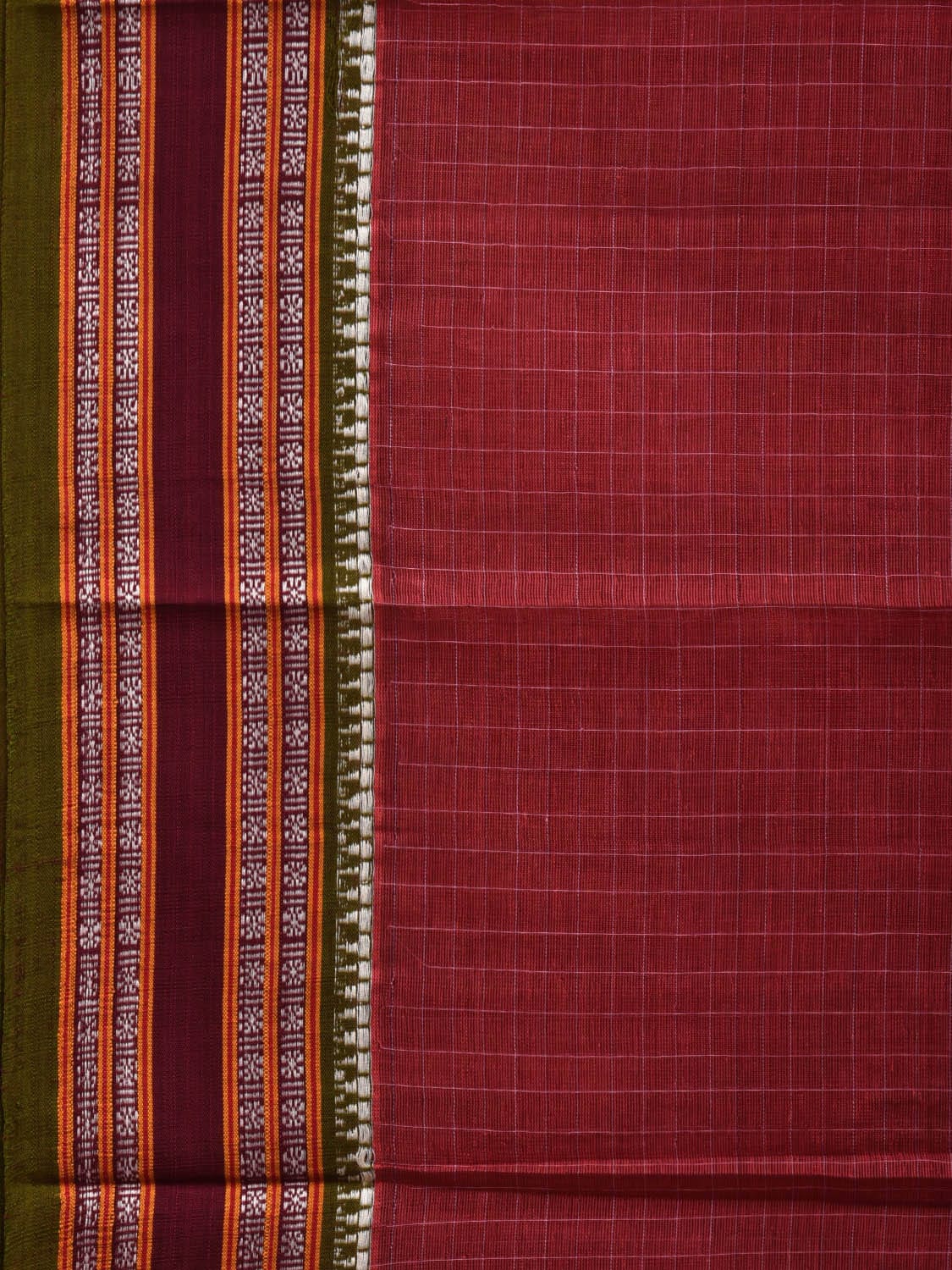 Maroon Narayanpet Cotton Handloom Saree with Check Design No Blouse np0600