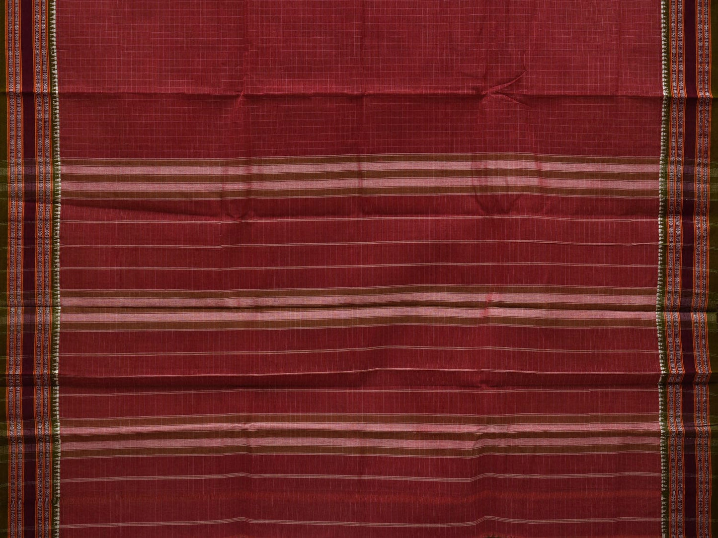 Maroon Narayanpet Cotton Handloom Saree with Check Design No Blouse np0600