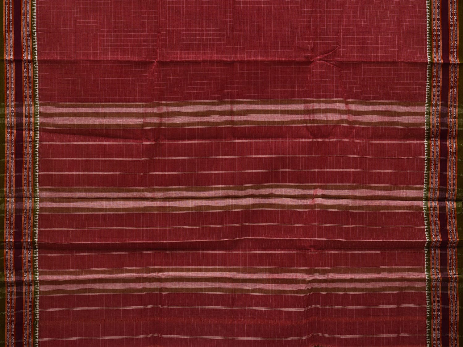 Maroon Narayanpet Cotton Handloom Saree with Check Design No Blouse np0600