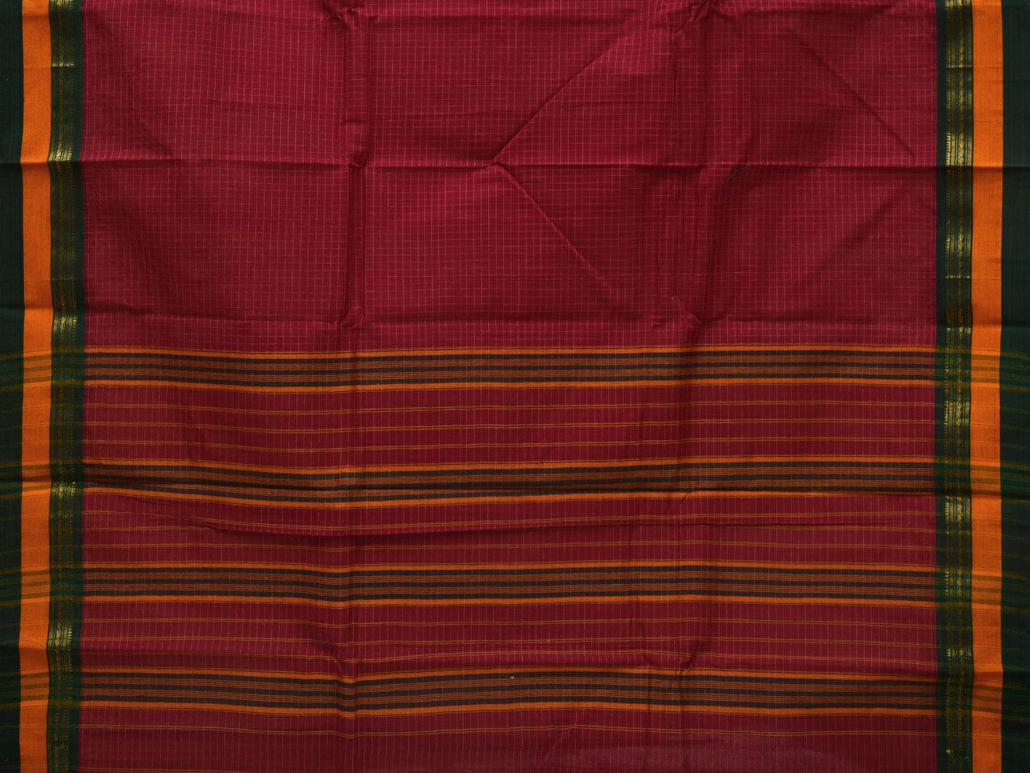 Maroon Narayanpet Cotton Handloom Saree with Check Design No Blouse np0605