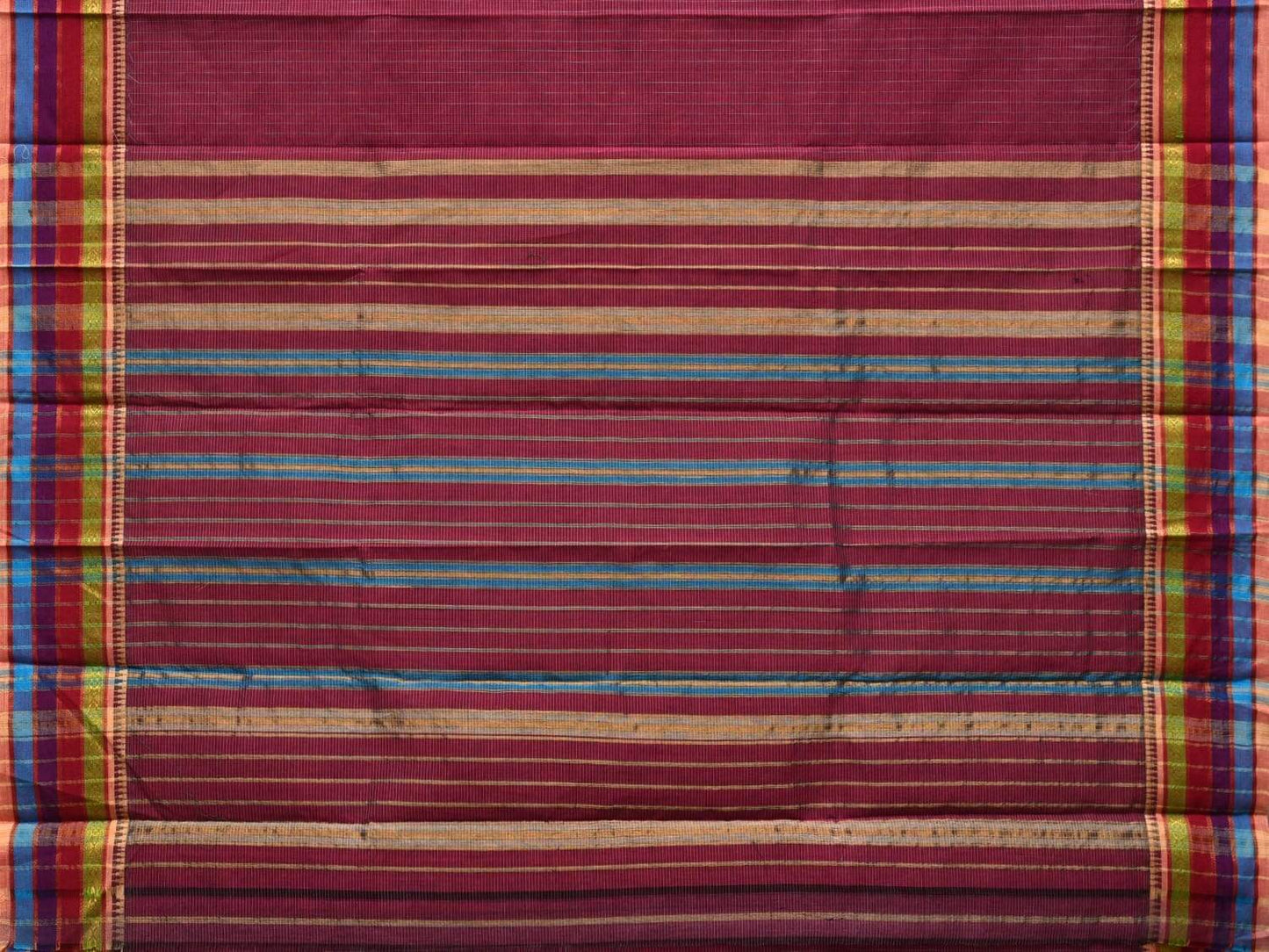 Maroon Narayanpet Cotton Handloom Saree with Checks Design No Blouse np0428