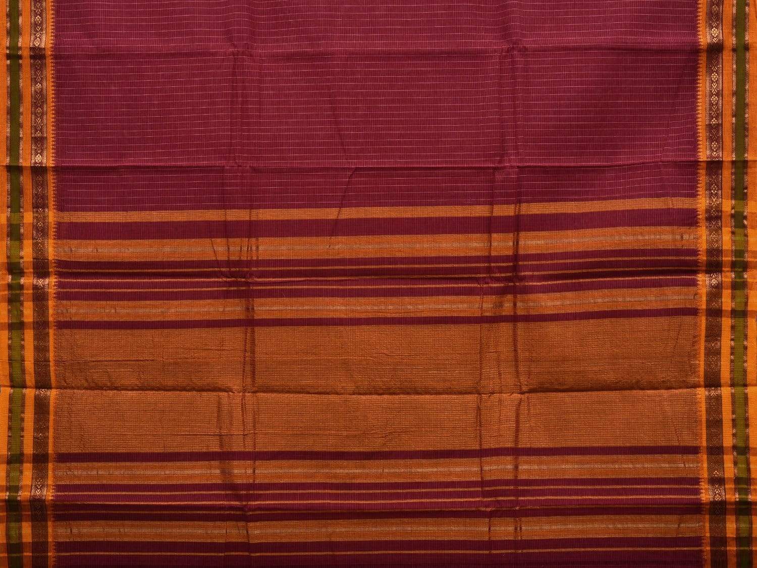 Maroon Narayanpet Cotton Handloom Saree with Checks Design No Blouse np0474