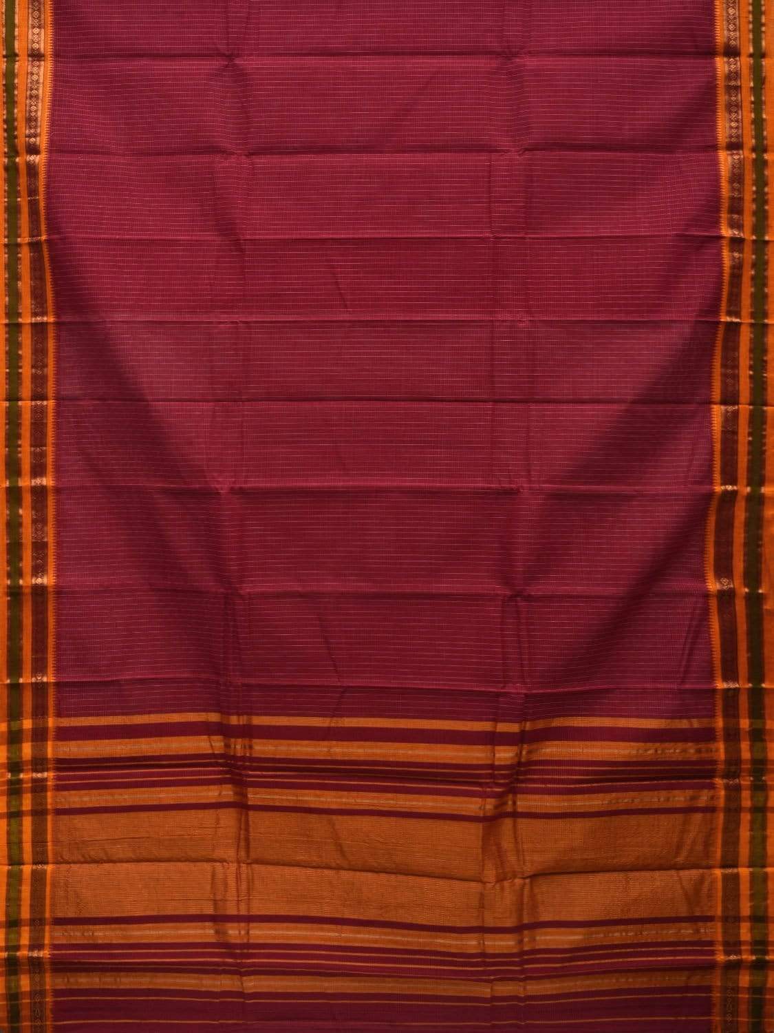 Maroon Narayanpet Cotton Handloom Saree with Checks Design No Blouse np0474