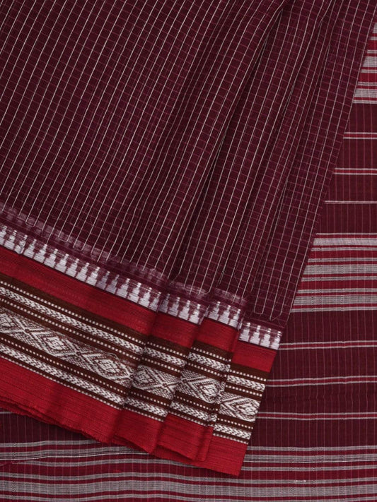 Maroon Narayanpet Cotton Handloom Saree with Checks Design No Blouse np0507