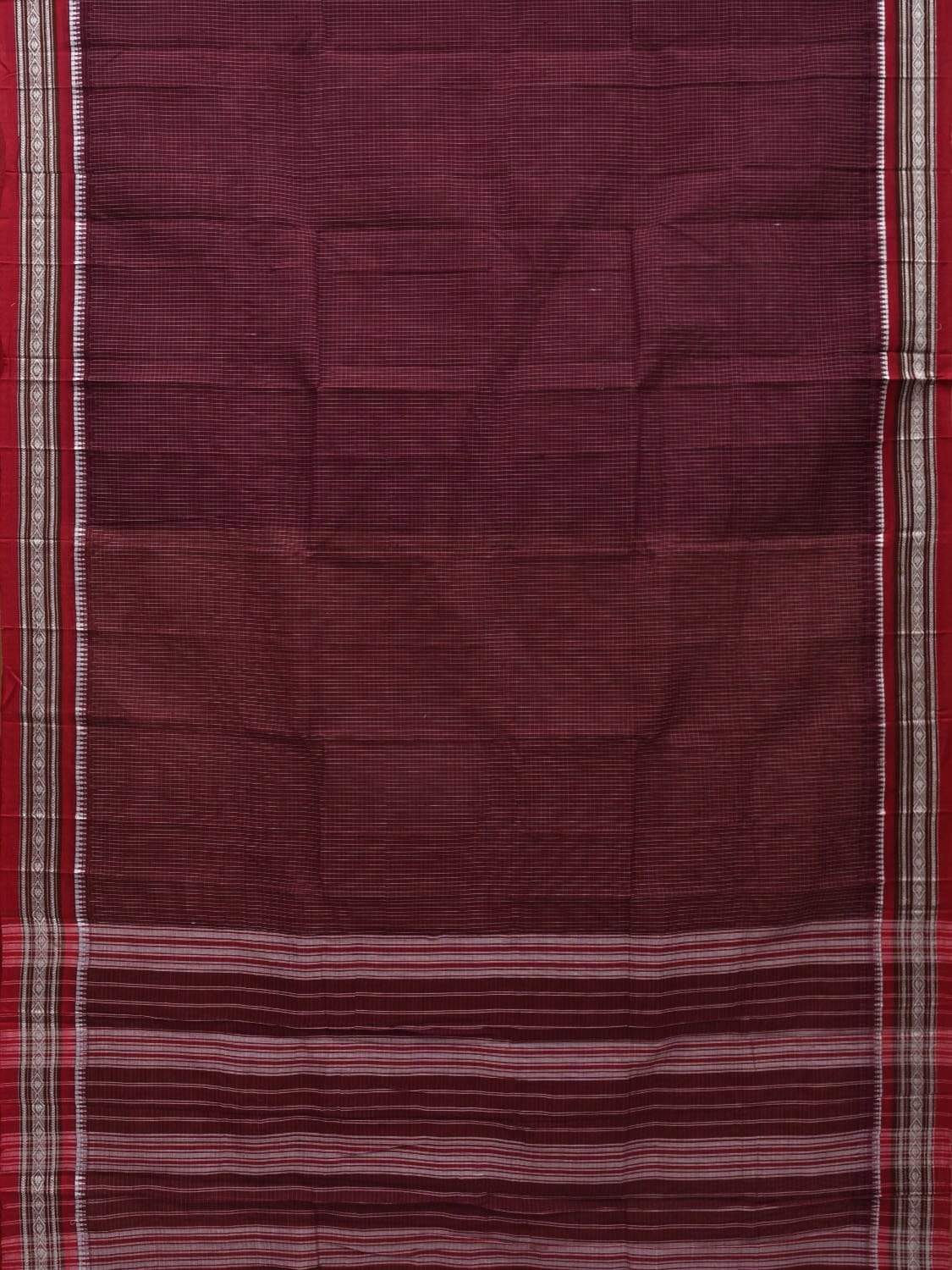 Maroon Narayanpet Cotton Handloom Saree with Checks Design No Blouse np0507