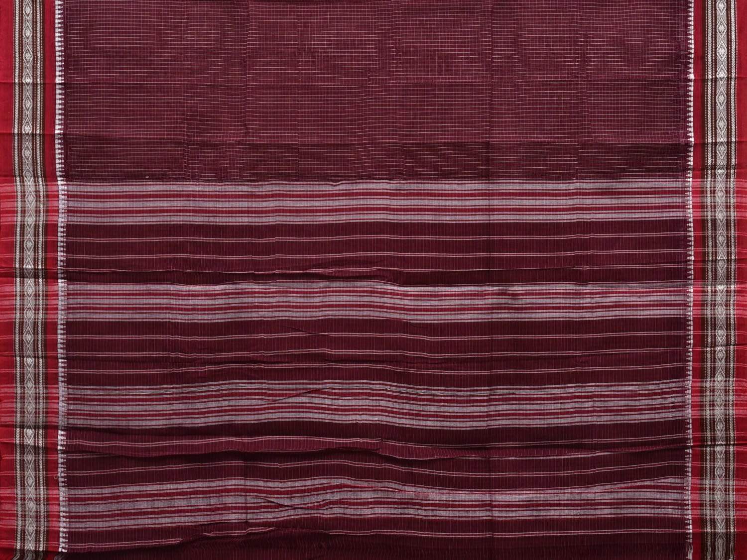 Maroon Narayanpet Cotton Handloom Saree with Checks Design No Blouse np0507