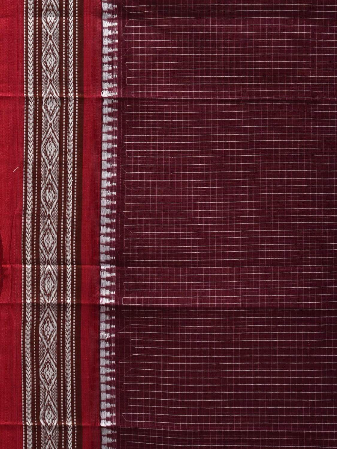 Maroon Narayanpet Cotton Handloom Saree with Checks Design No Blouse np0507