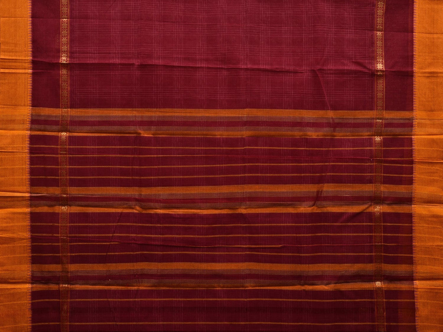 Maroon Narayanpet Cotton Handloom Saree with Checks Design No Blouse np0565