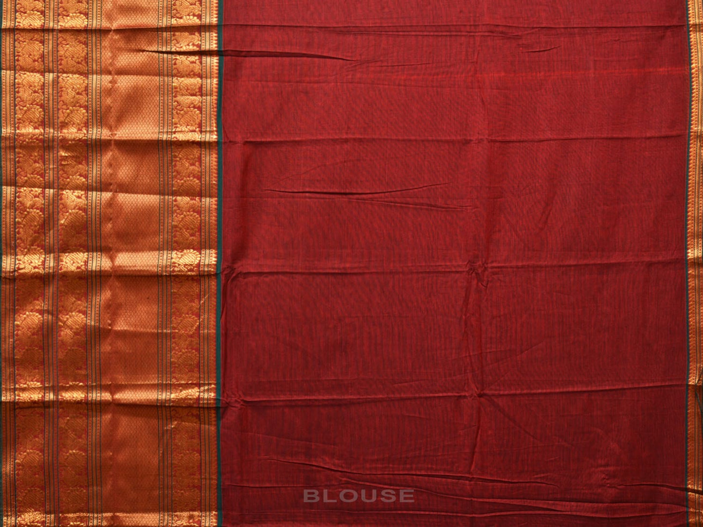 Maroon Narayanpet Cotton Handloom Saree with One Side Big Zari Border Design np0731