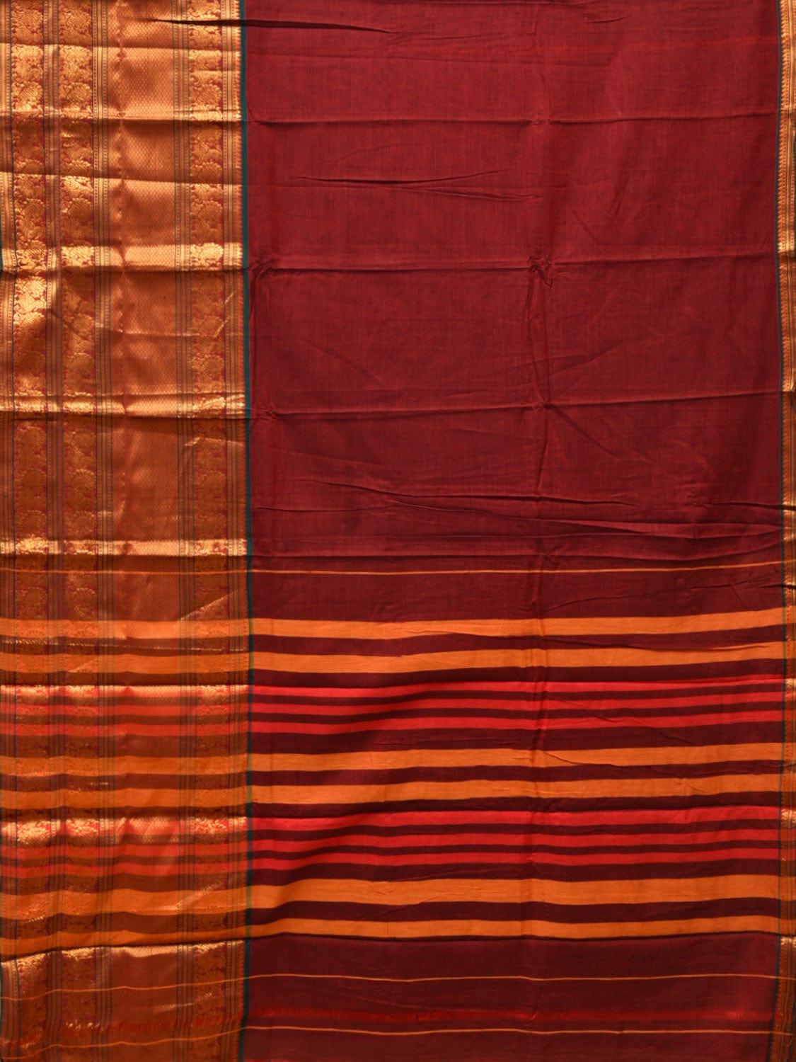 Maroon Narayanpet Cotton Handloom Saree with One Side Big Zari Border Design np0731