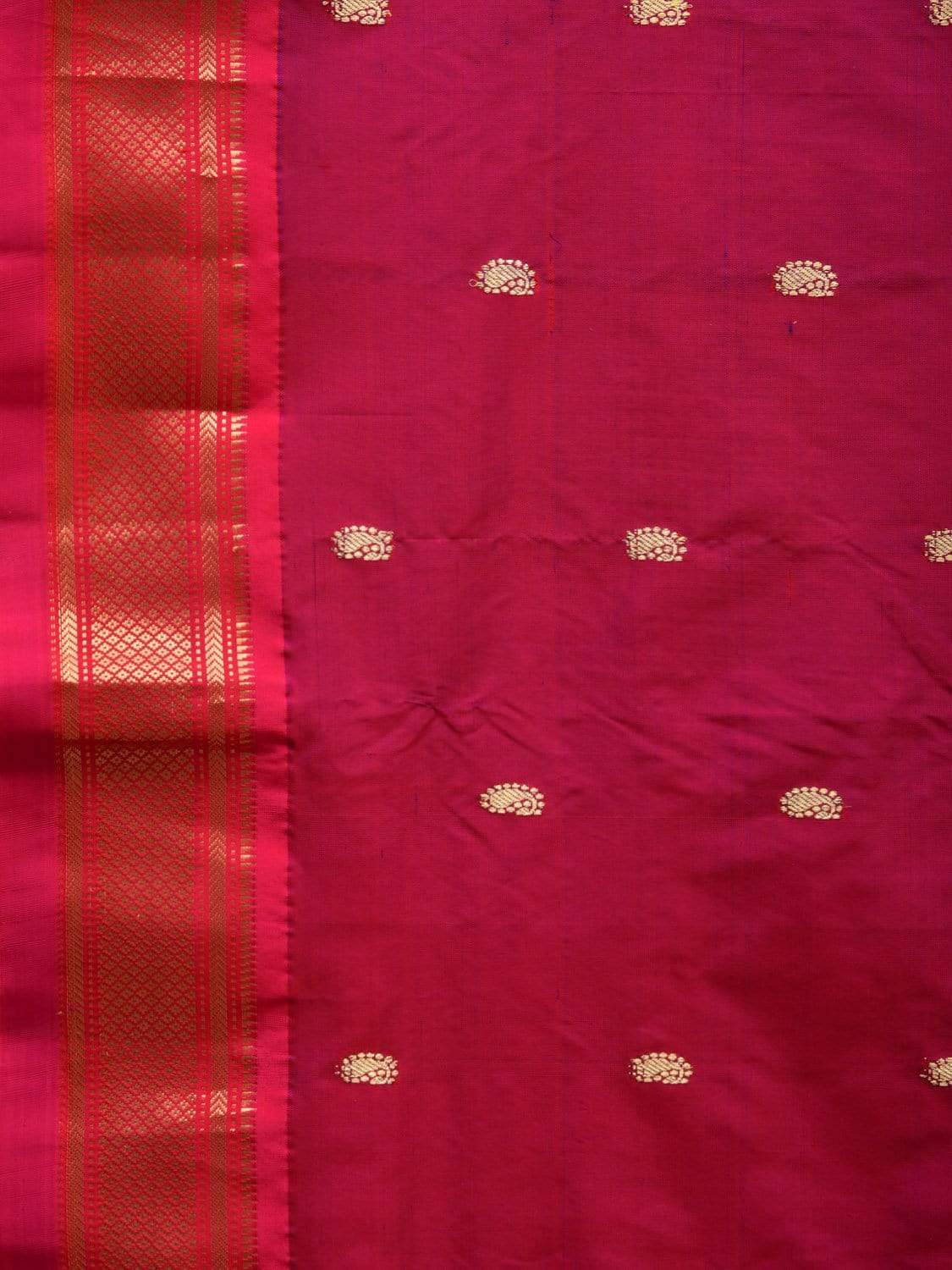 Maroon Paithani Silk Handloom Saree with Double Pallu Design p0398