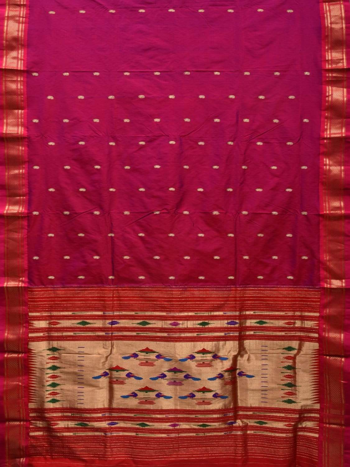 Maroon Paithani Silk Handloom Saree with Double Pallu Design p0398