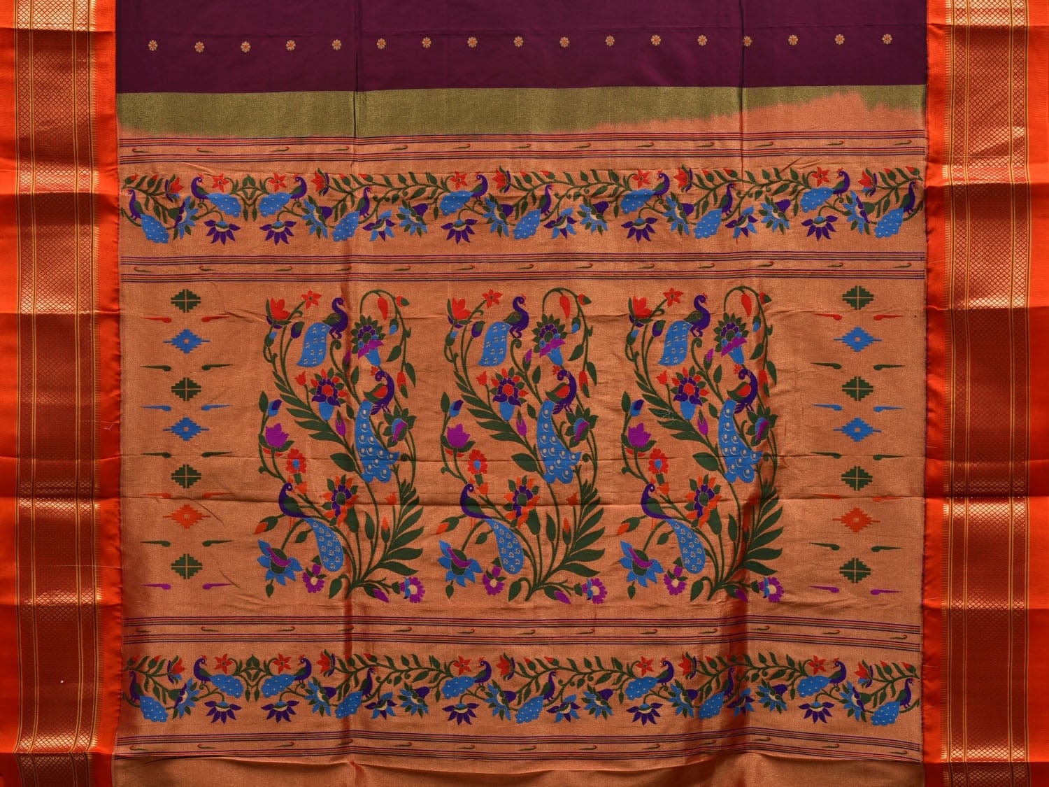 Maroon Paithani Silk Handloom Saree with Pallu Design p0432