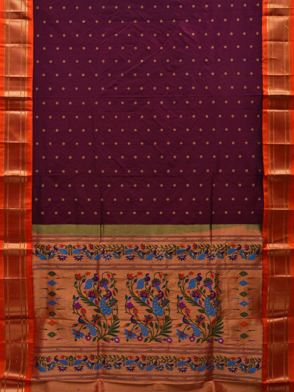 Maroon Paithani Silk Handloom Saree with Pallu Design p0432