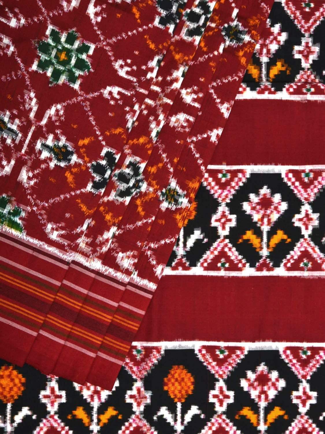 Maroon Pochampally Double Ikat Silk Handloom Saree with Ashta Chakra Design i0584