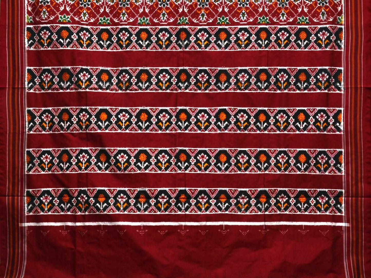 Maroon Pochampally Double Ikat Silk Handloom Saree with Ashta Chakra Design i0584