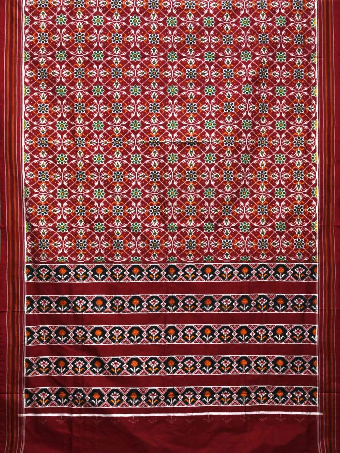 Maroon Pochampally Double Ikat Silk Handloom Saree with Ashta Chakra Design i0584