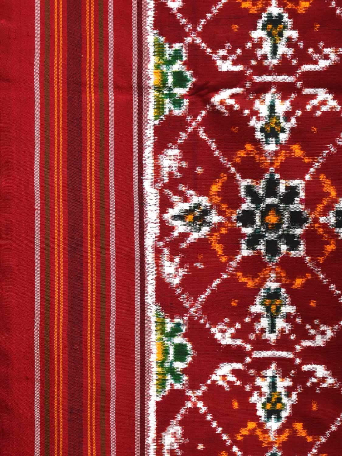 Maroon Pochampally Double Ikat Silk Handloom Saree with Ashta Chakra Design i0584