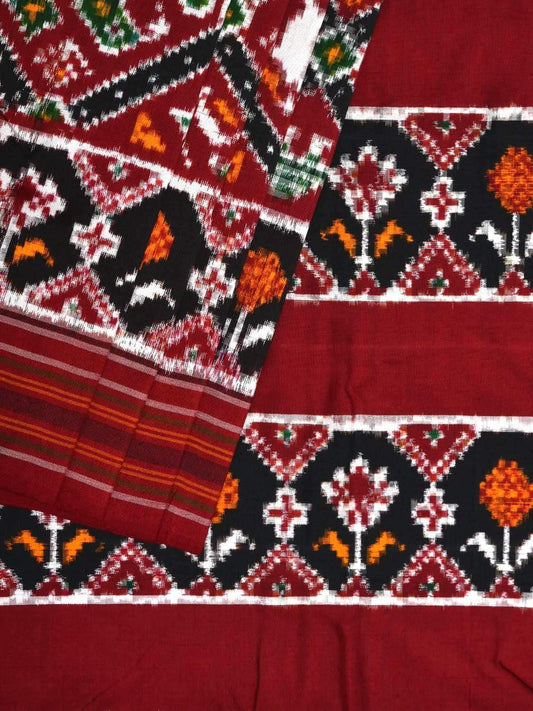 Maroon Pochampally Double Ikat Silk Handloom Saree with Narikunj Design i0586