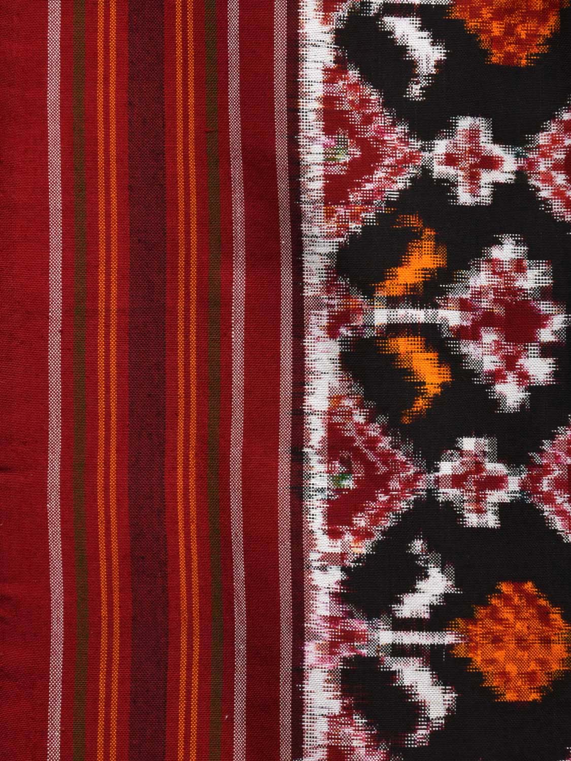 Maroon Pochampally Double Ikat Silk Handloom Saree with Narikunj Design i0586