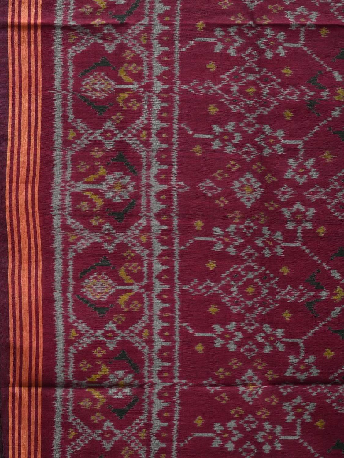 Maroon Pochampally Ikat Cotton Handloom Saree with All Over Body Design i0630