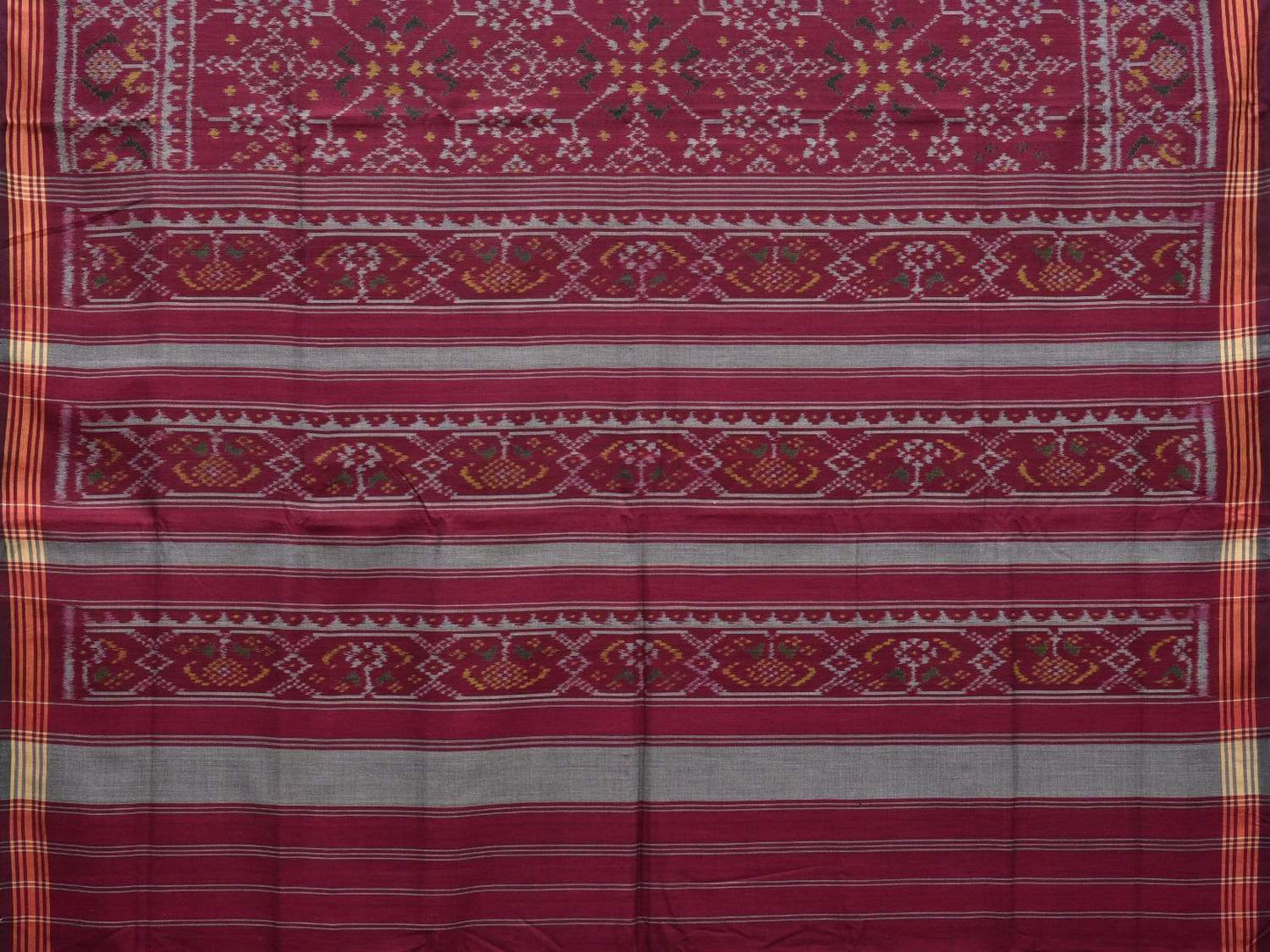 Maroon Pochampally Ikat Cotton Handloom Saree with All Over Body Design i0630