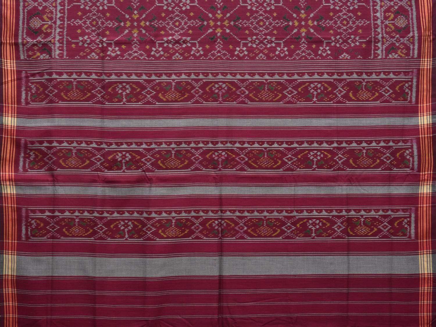 Maroon Pochampally Ikat Cotton Handloom Saree with All Over Body Design i0630