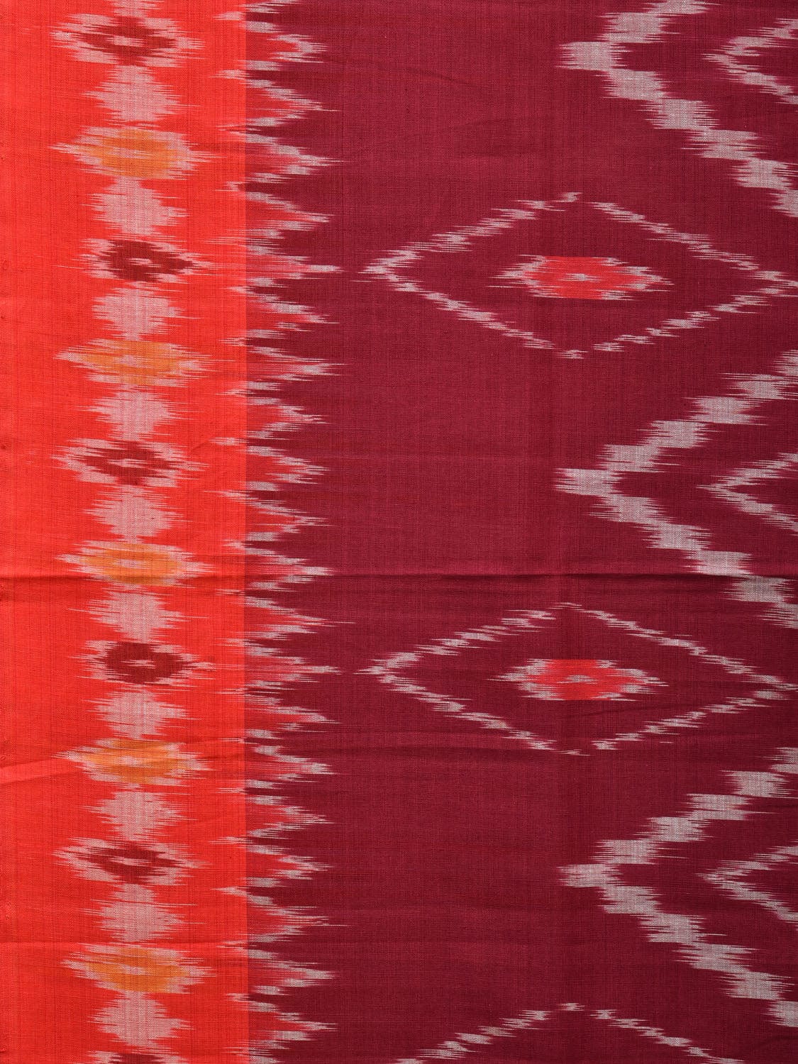 Maroon Pochampally Ikat Cotton Handloom Saree with Grill Design No Blouse i0830