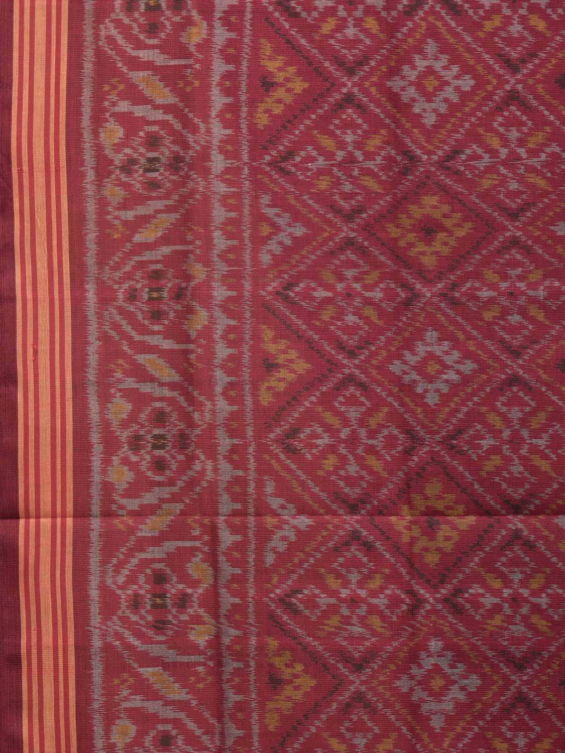 Maroon Pochampally Single Ikat Cotton Handloom Saree with Grill Design i0747
