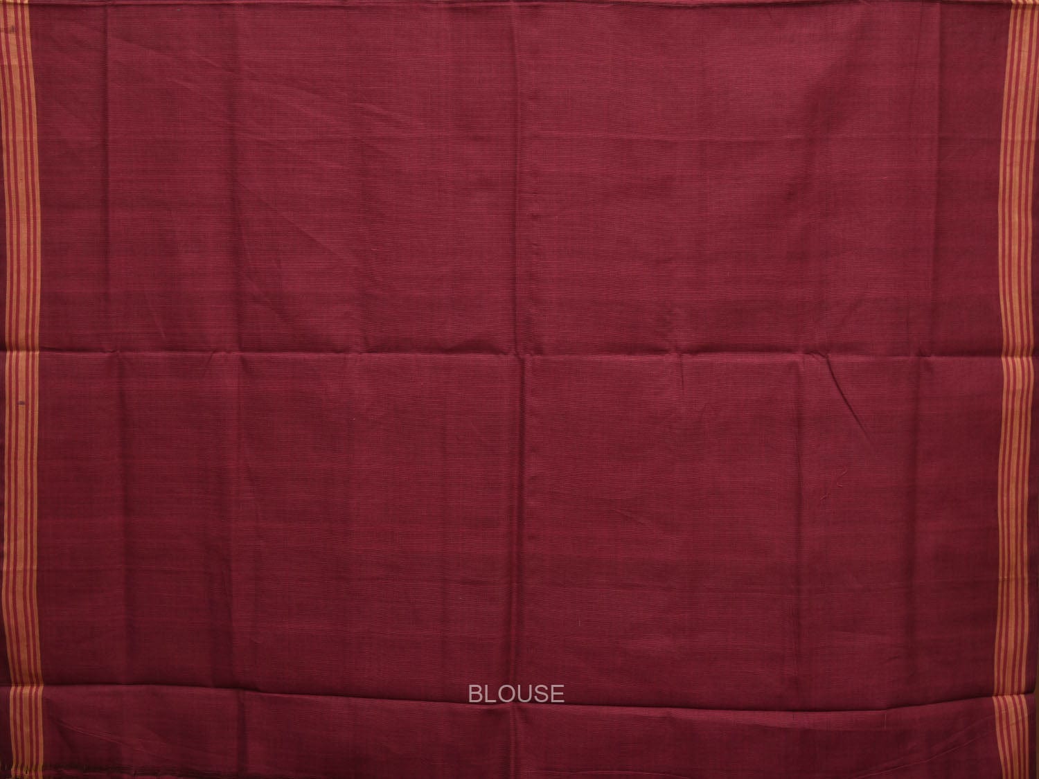 Maroon Pochampally Single Ikat Cotton Handloom Saree with Grill Design i0747