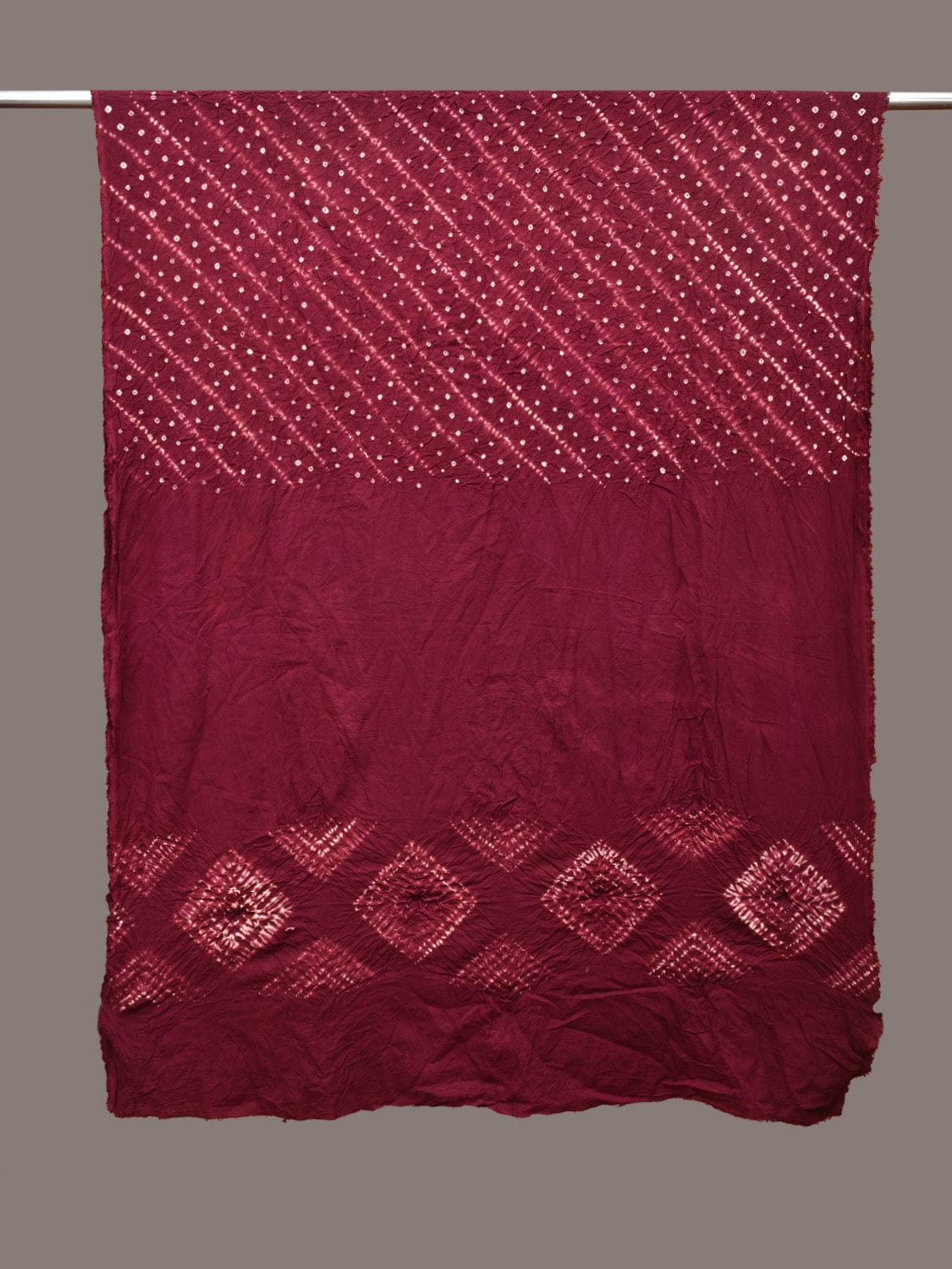 Maroon Shibori Silk Handloom Dupatta with Diagonal Design ds3343