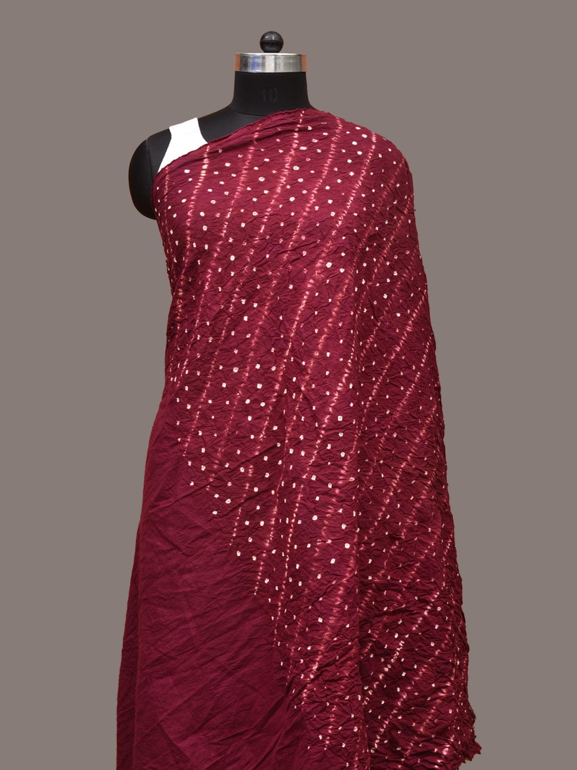 Maroon Shibori Silk Handloom Dupatta with Diagonal Design ds3343