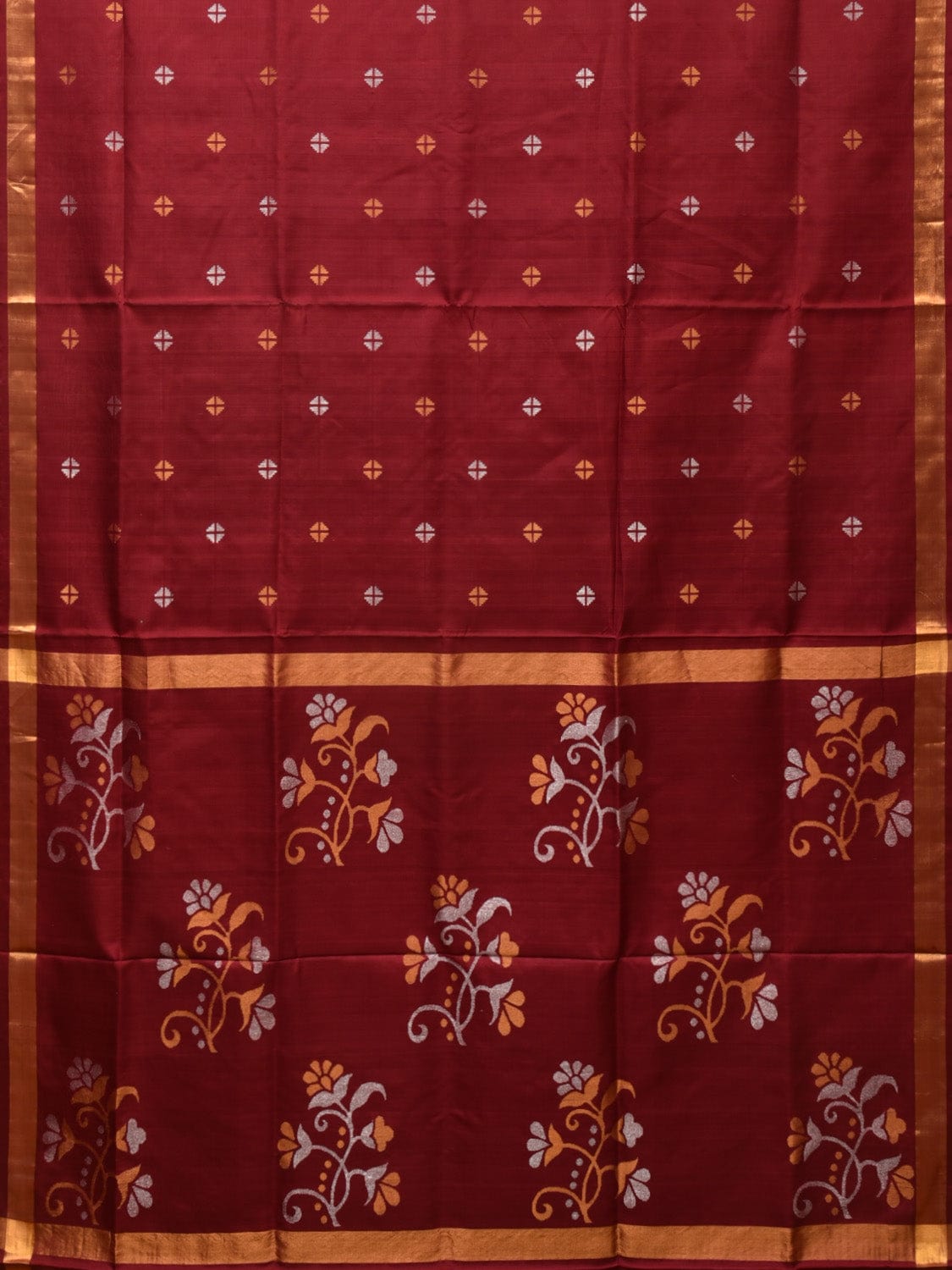 Maroon Uppada Silk Handloom Saree with Floral Buta Pallu Design u2135
