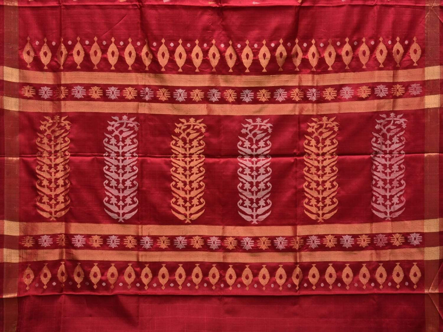 Maroon Uppada Silk Handloom Saree with Karpur Pallu Design u1735