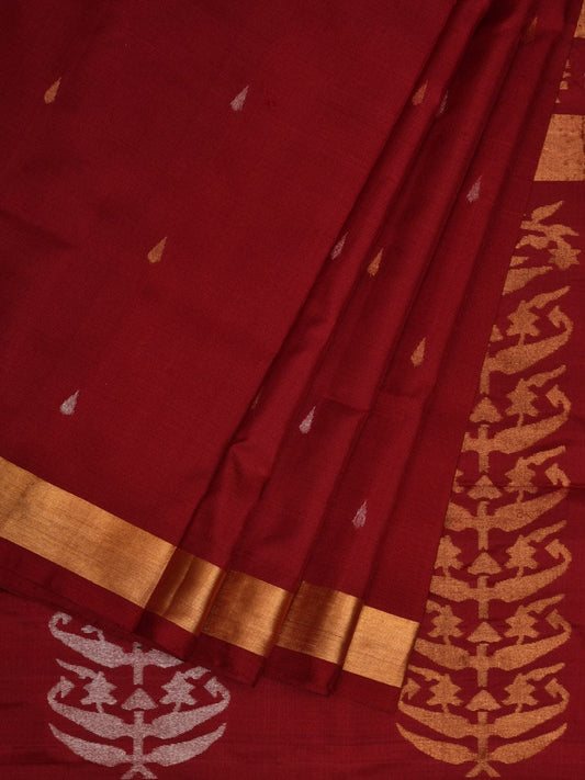Maroon Uppada Silk Handloom Saree with Karpur Pallu Design u1905