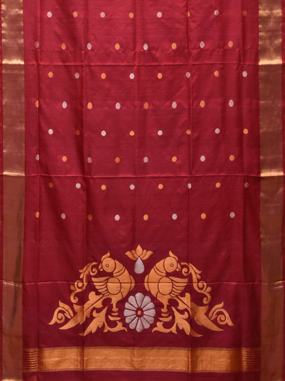 Maroon Uppada Silk Handloom Saree with Parrots Pallu Design u2137