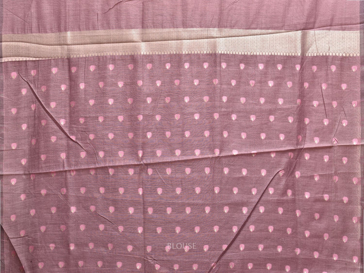Mauve Dhakai Jamdani Cotton Viscose Saree with Lotus Flowers Pallu and Buta Design dj0088