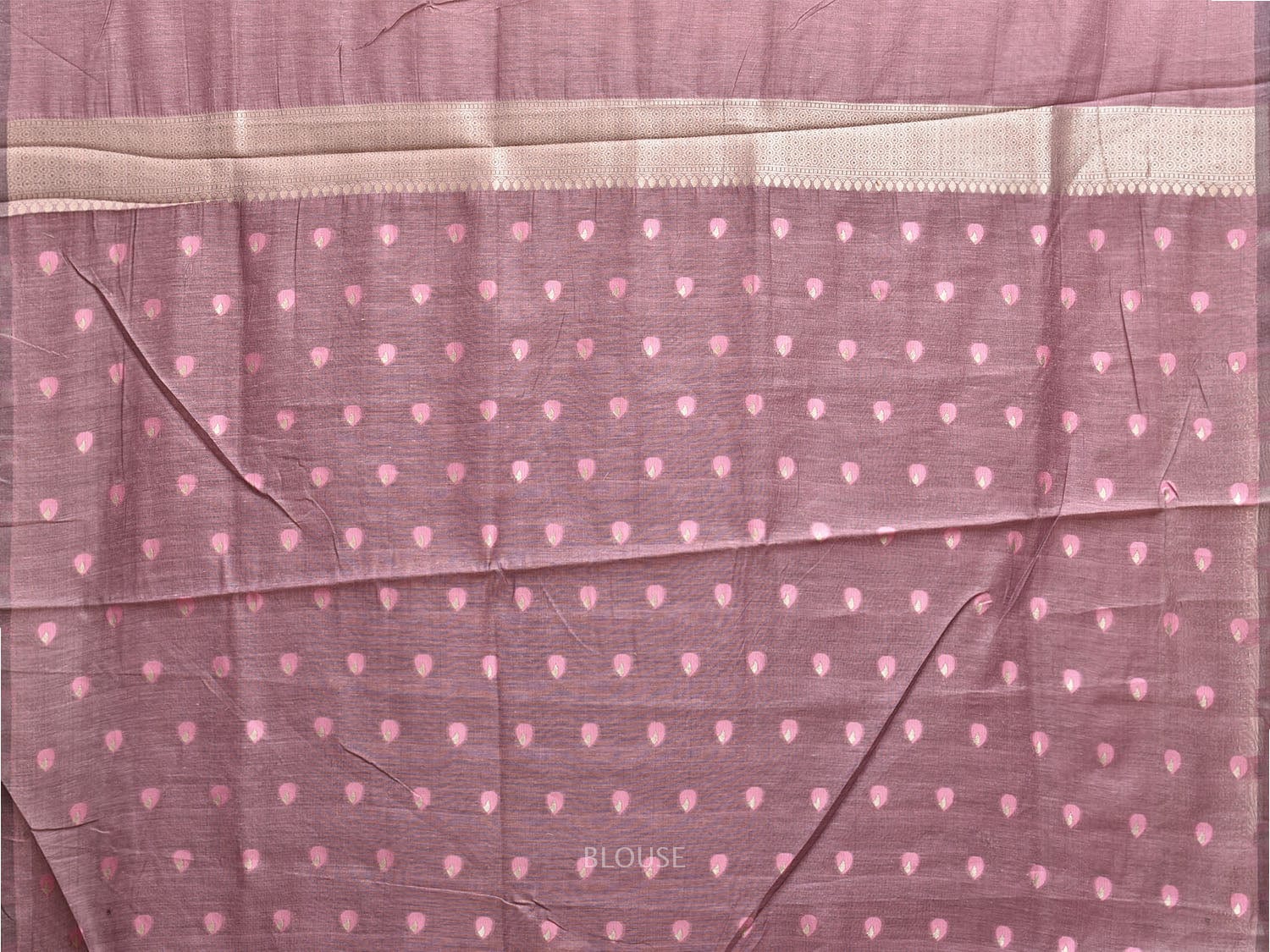 Mauve Dhakai Jamdani Cotton Viscose Saree with Lotus Flowers Pallu and Buta Design dj0088