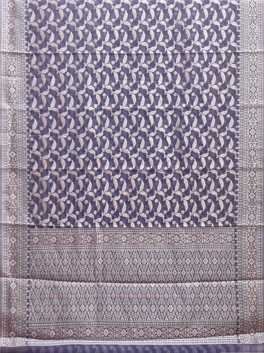 Mauve Dhakai Jamdani Cotton Viscose Saree with Pallu and Border Design dj0097