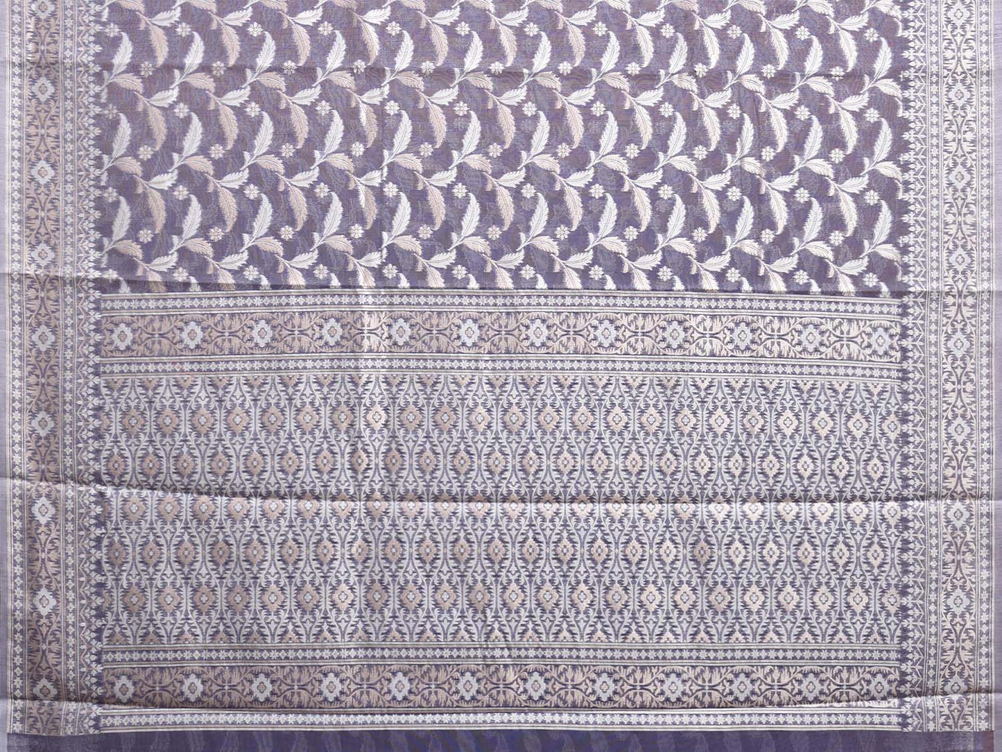 Mauve Dhakai Jamdani Cotton Viscose Saree with Pallu and Border Design dj0097