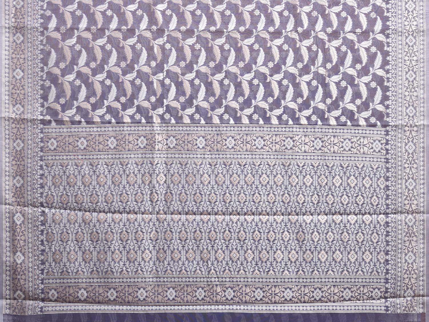 Mauve Dhakai Jamdani Cotton Viscose Saree with Pallu and Border Design dj0097