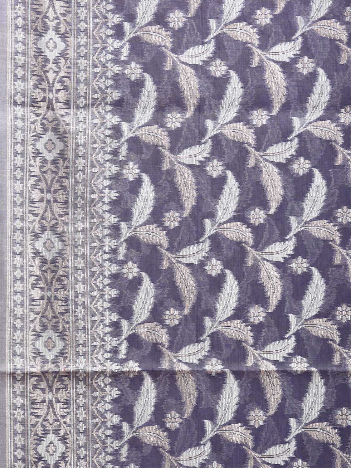 Mauve Dhakai Jamdani Cotton Viscose Saree with Pallu and Border Design dj0097