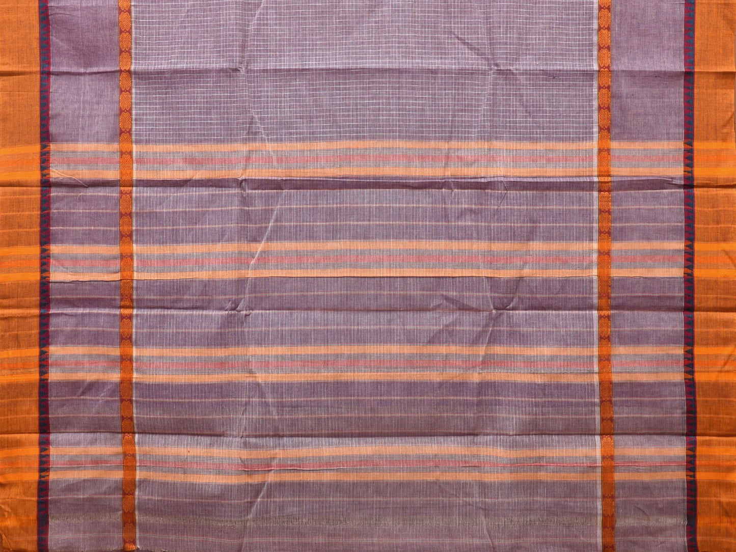 Mauve Narayanpet Cotton Handloom Saree with Checks Design No Blouse np0760