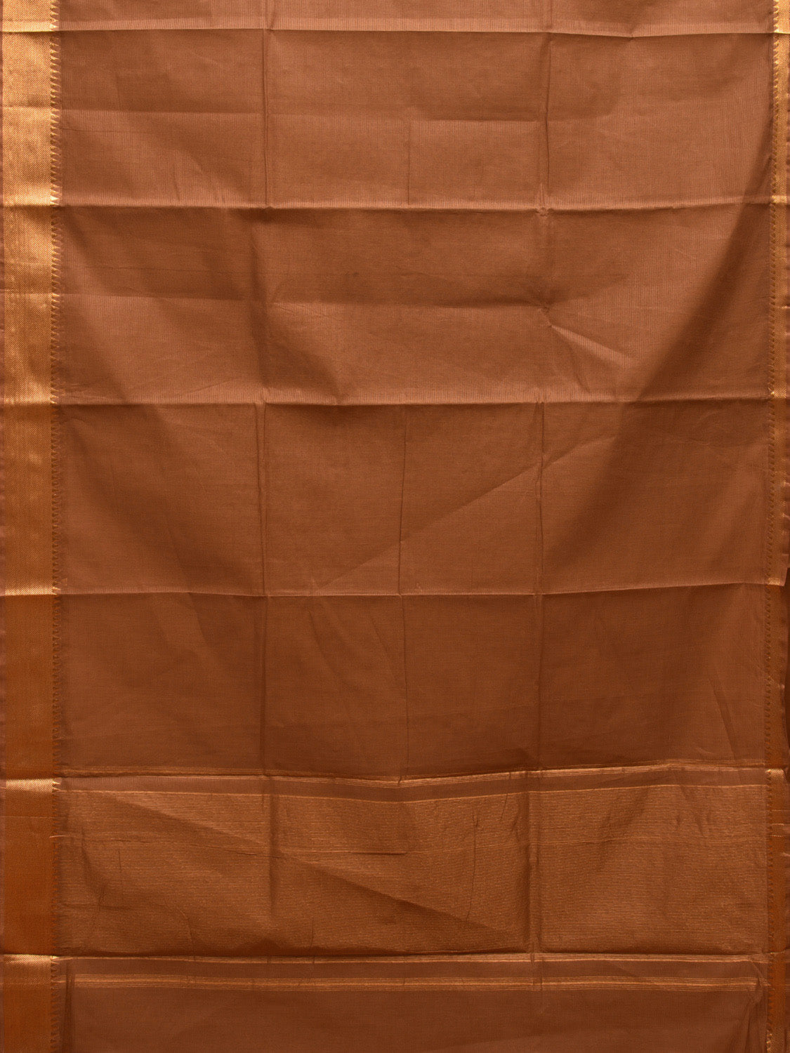 Fawn Mangalgiri Cotton Handloom Saree with Strips and Small Temple Border Design No Blouse mn0076